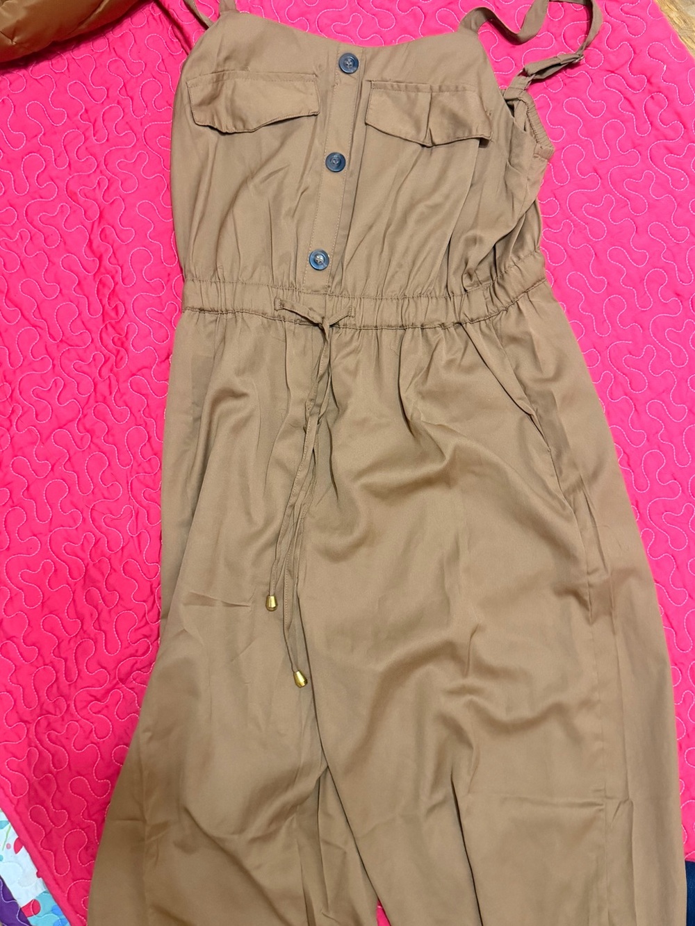 Blush Tan women’s Jumpsuit with Drawstring Waist
